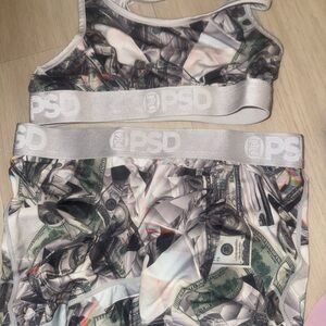 PSD Money Print Sports Bra and Shorts Set